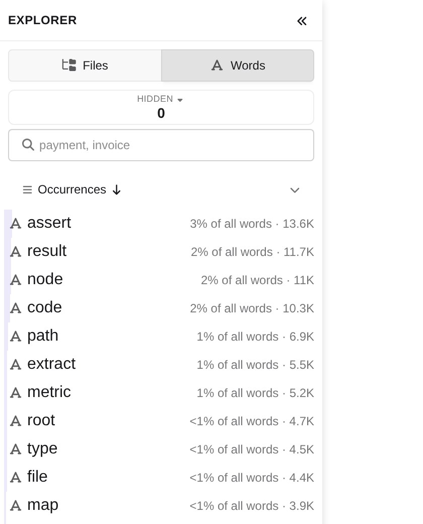 The Explorer in Words mode