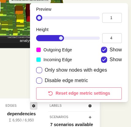 The Edges settings with Preview, Height, edge colors and the edge options