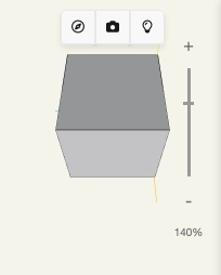 The Viewcube in the top-right corner, with its toolbar row and zoom slider